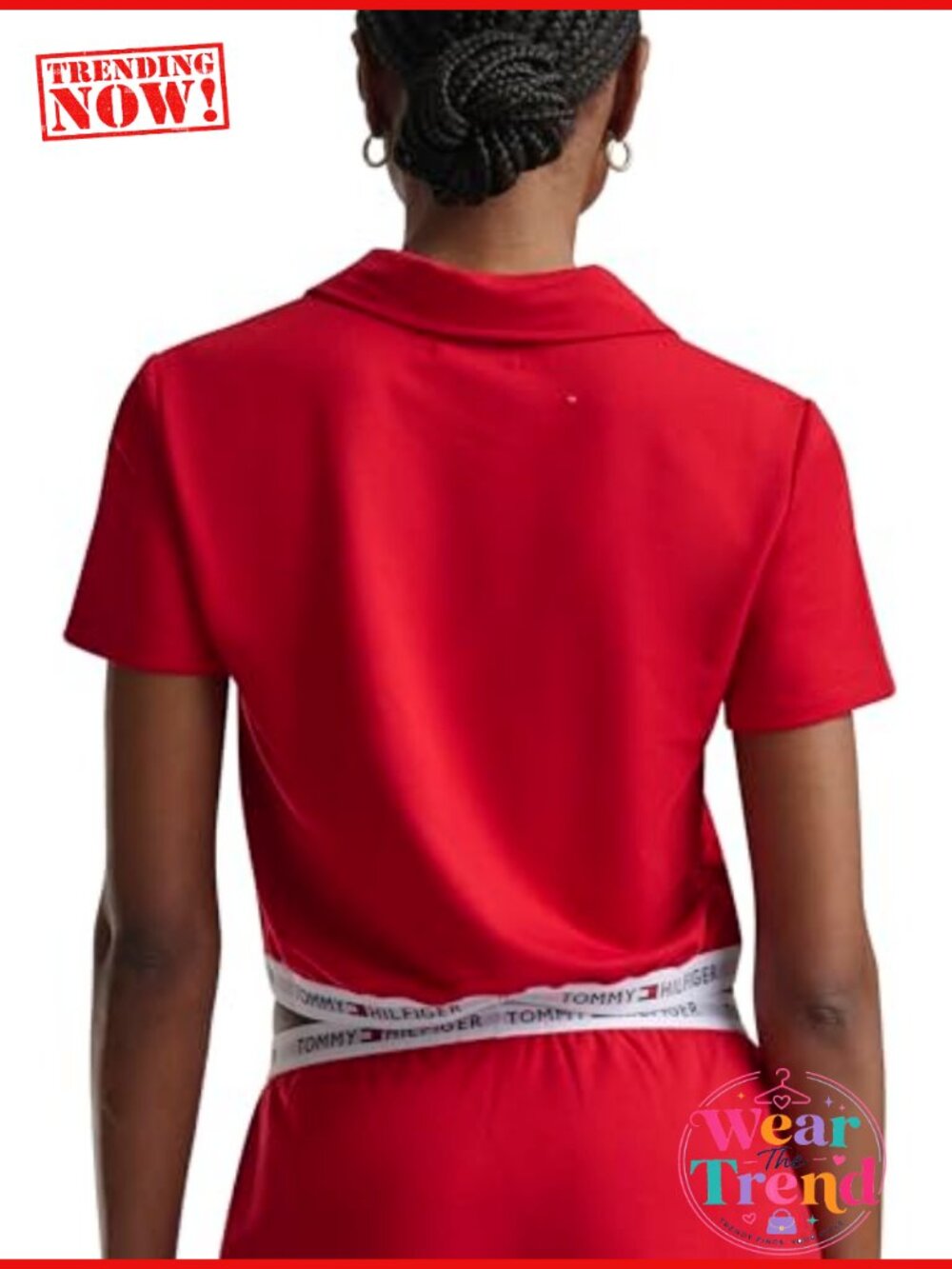 Cropped Short Sleeve Collared Polo Shirt Relaxed Fit Pullover Top - Picture 3 of 4